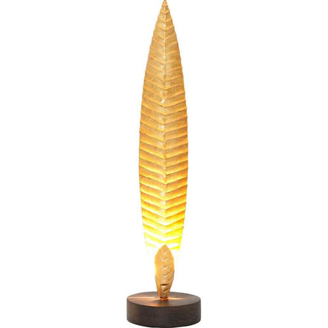 Table lamp Penna iron gold-brown-black with elegant, light-transmitting leaf design.