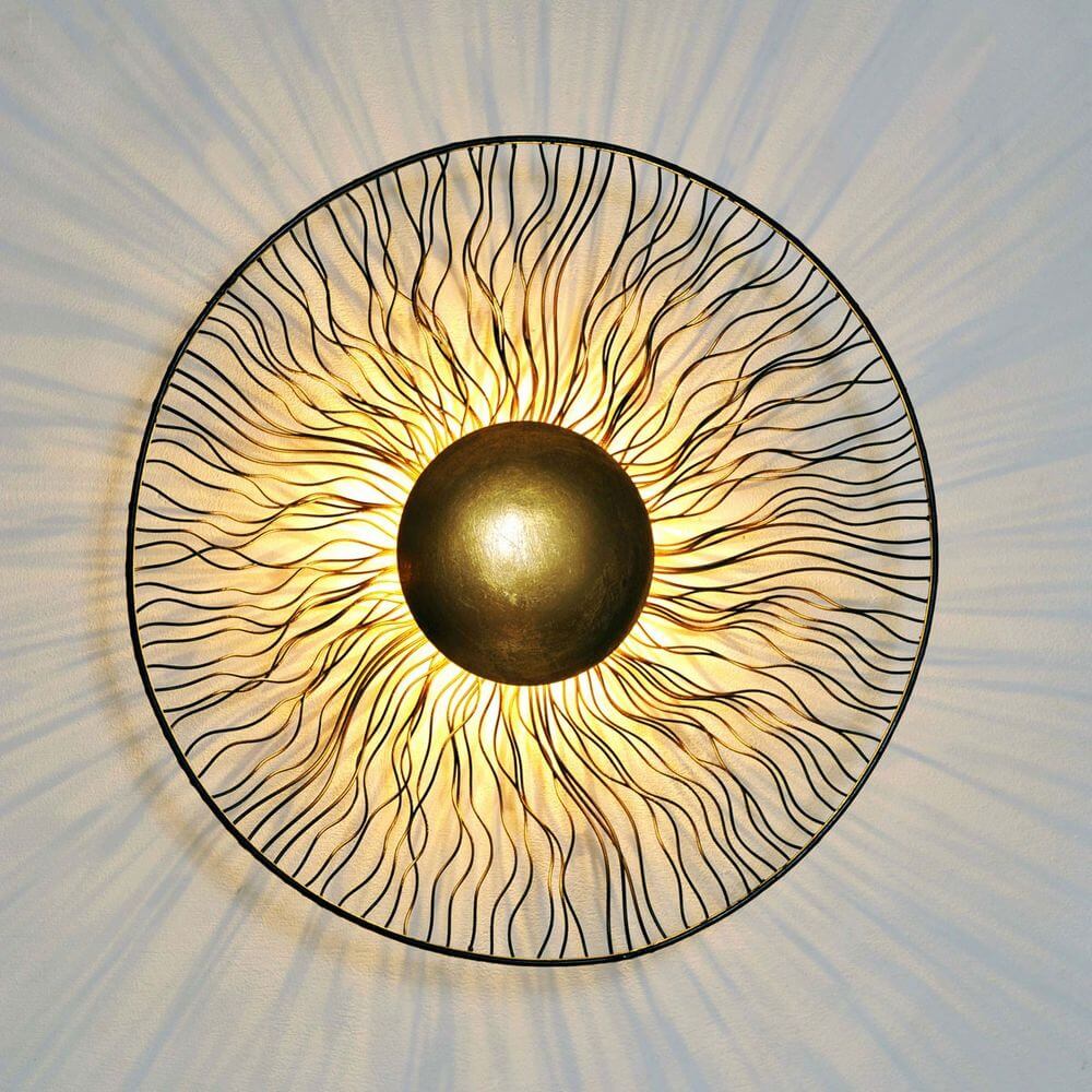 Wandleuchte 6-flammig Valentina Due Eisen Gold-Braun-Schwarz mit dekorativem Design und warmem Licht.