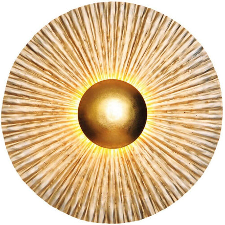 Aplique Bronzo de hierro plata-dorado con centro dorado y diseño radiante.