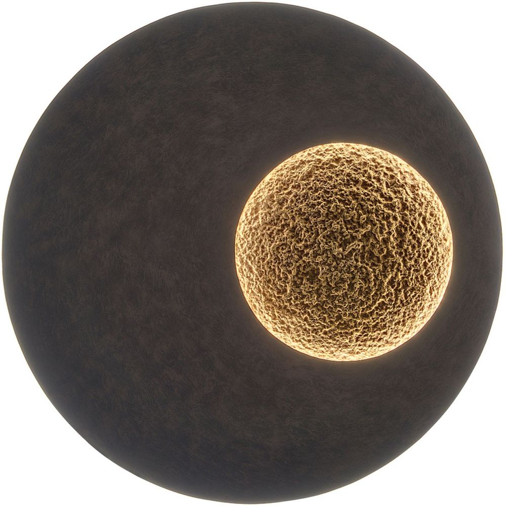 Wall Lamp Luna omkring høj jernbrunt-sort guld