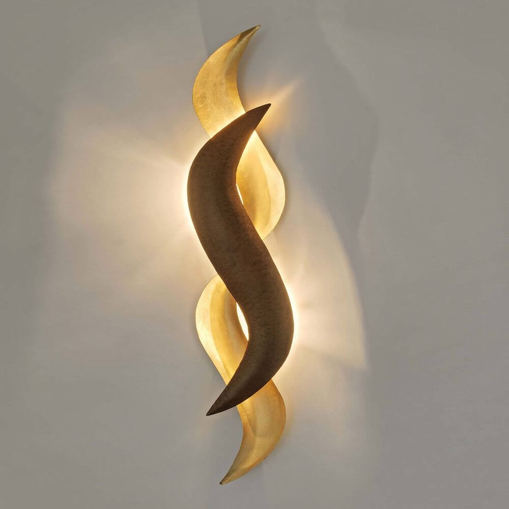 Wandleuchte 4-flammig Corallo Eisen Braun-Schwarz-Gold in elegantem Design mit warmem Licht.