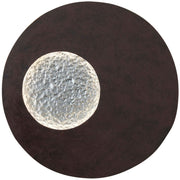 Wall light Luna Round Small Iron Brown-Black-Silver with a round light design on a brown background.