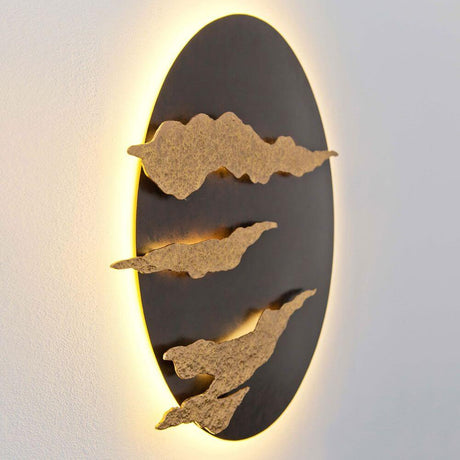 Applique murale Firmamento en fer brun-noir-or avec un design d’éclairage élégant et un look moderne.