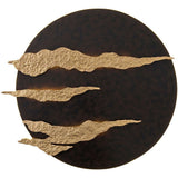 Wandleuchte Firmamento aus Eisen in Braun-Schwarz-Gold mit geschwungenem Design, ideal für moderne Innenräume.