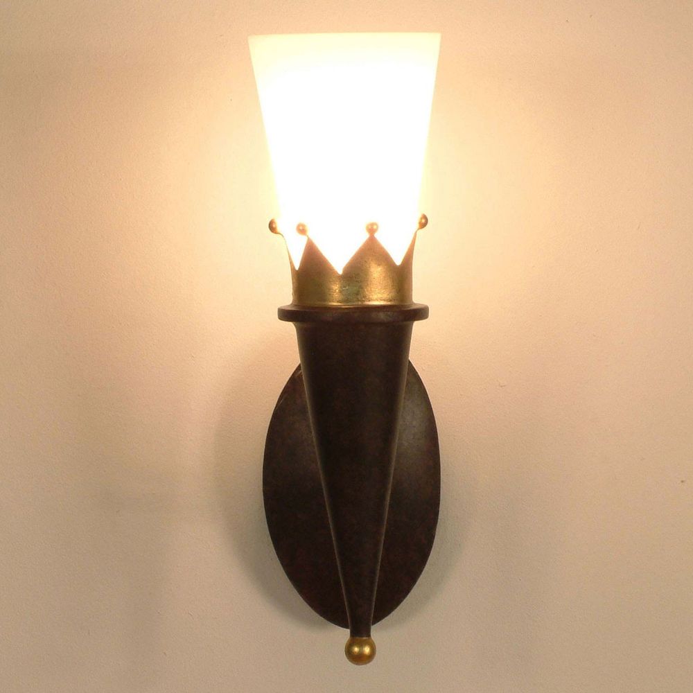 Wall Lamp Torcia Corona Iron-Glass Brown-sort guld