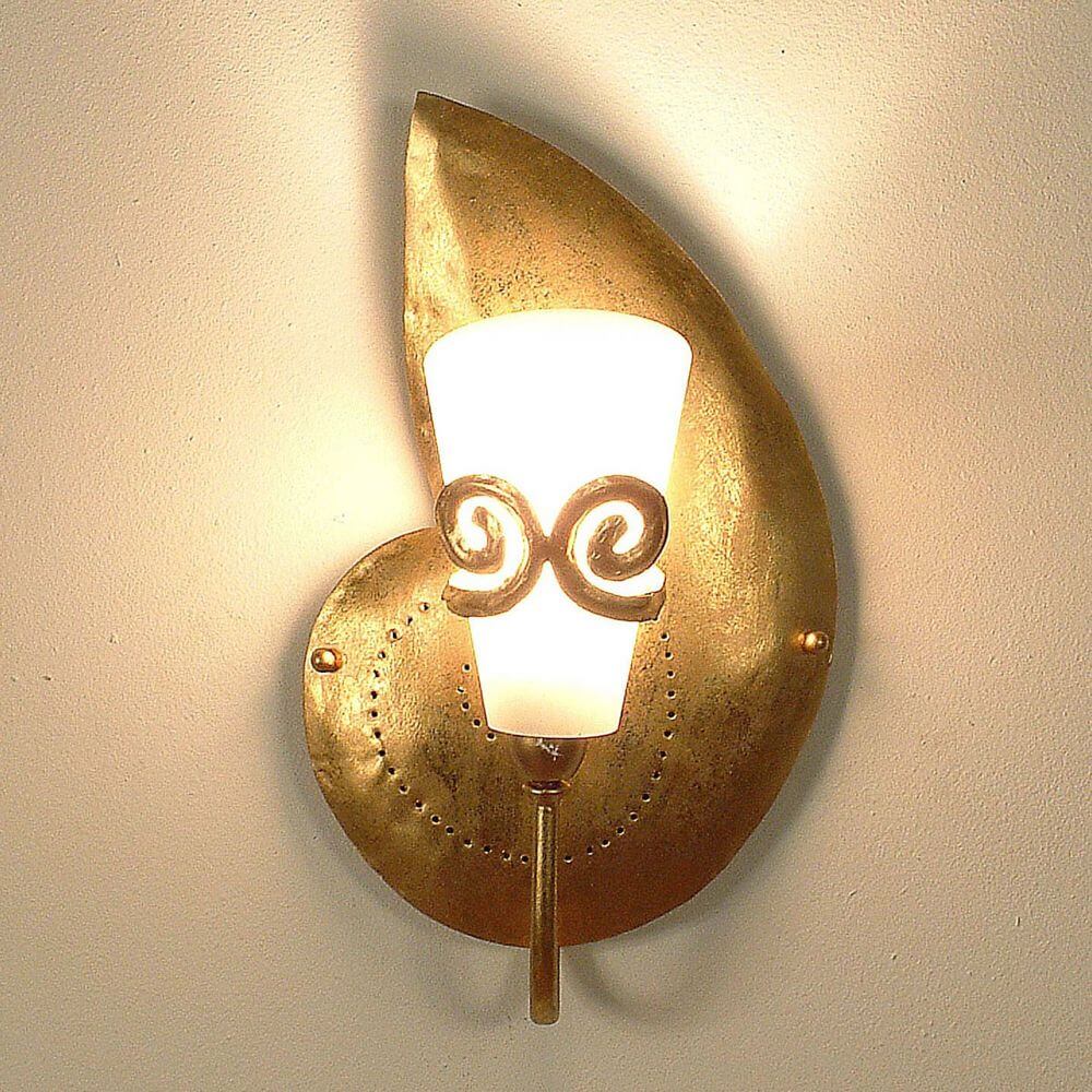 Wandleuchte Doppione Rechts Eisen-Glas Gold