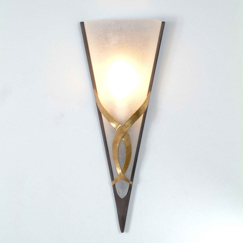 Wandleuchte Giglio Due Eisen-Glas Braun-Schwarz-Gold