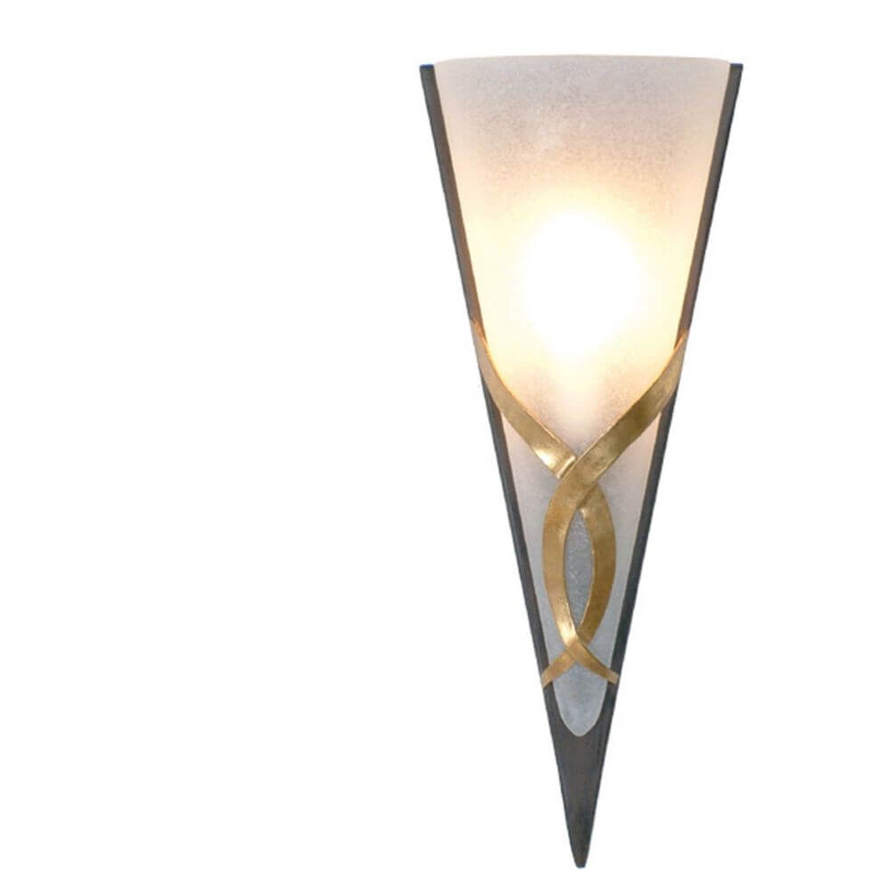 Wandleuchte Giglio Due Eisen-Glas Braun-Schwarz-Gold