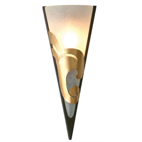 Applique Ondulata en fer et verre brun-noir-or au design élégant et avec des accents dorés.