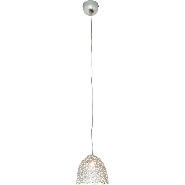 Suspension Lily Grande en fer argenté, élégante lampe suspendue en métal argenté au design filigrane.