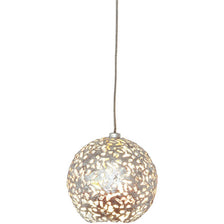 Pendant lamp cappuccino iron silver with decorative lampshade in round shape.