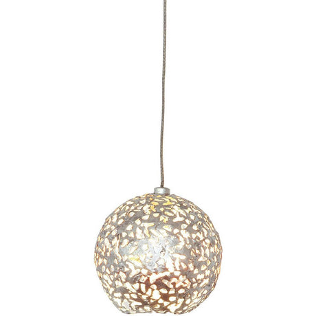 Lampa wisząca Cappuccino żelazo srebrne z dekoracyjnym kloszem w okrągłym kształcie.
