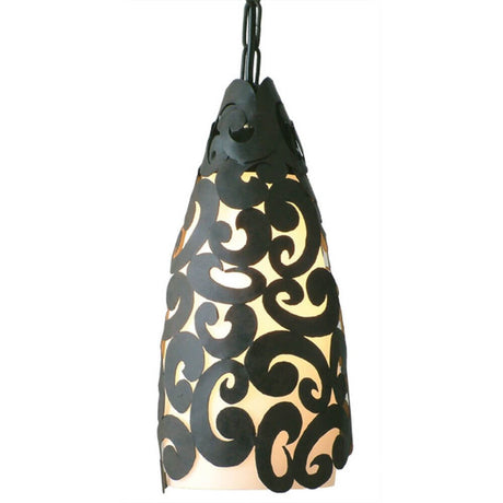 Lampa wisząca Ondulata żelazo brązowo-czarna o filigranowym designie i delikatnym oświetleniu.