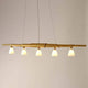Hängeleuchte 5-flammig Innovazione Eisen-Glas Gold mit sechs modernen Lampen in eleganter Goldoptik.