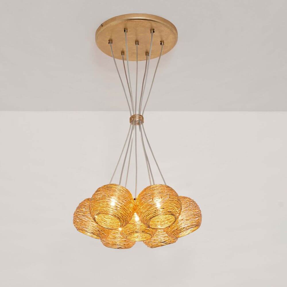 Lampa wisząca 7-sławowa carillon żelazne złoto