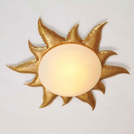 Plafondlamp met 2 lichtbronnen Sole Oro ijzer goud met gouden zonvorm en zachte verlichting