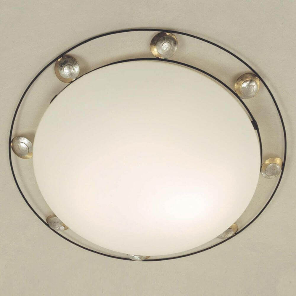 Deckenleuchte 3-flammig Snail Three Eisen-Glas Braun-Silber-Gold