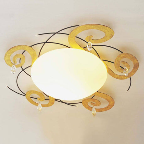 Taklampa med 2 ljuspunkter Casino järn-glas-kristall brun-svart-guld med elegant design