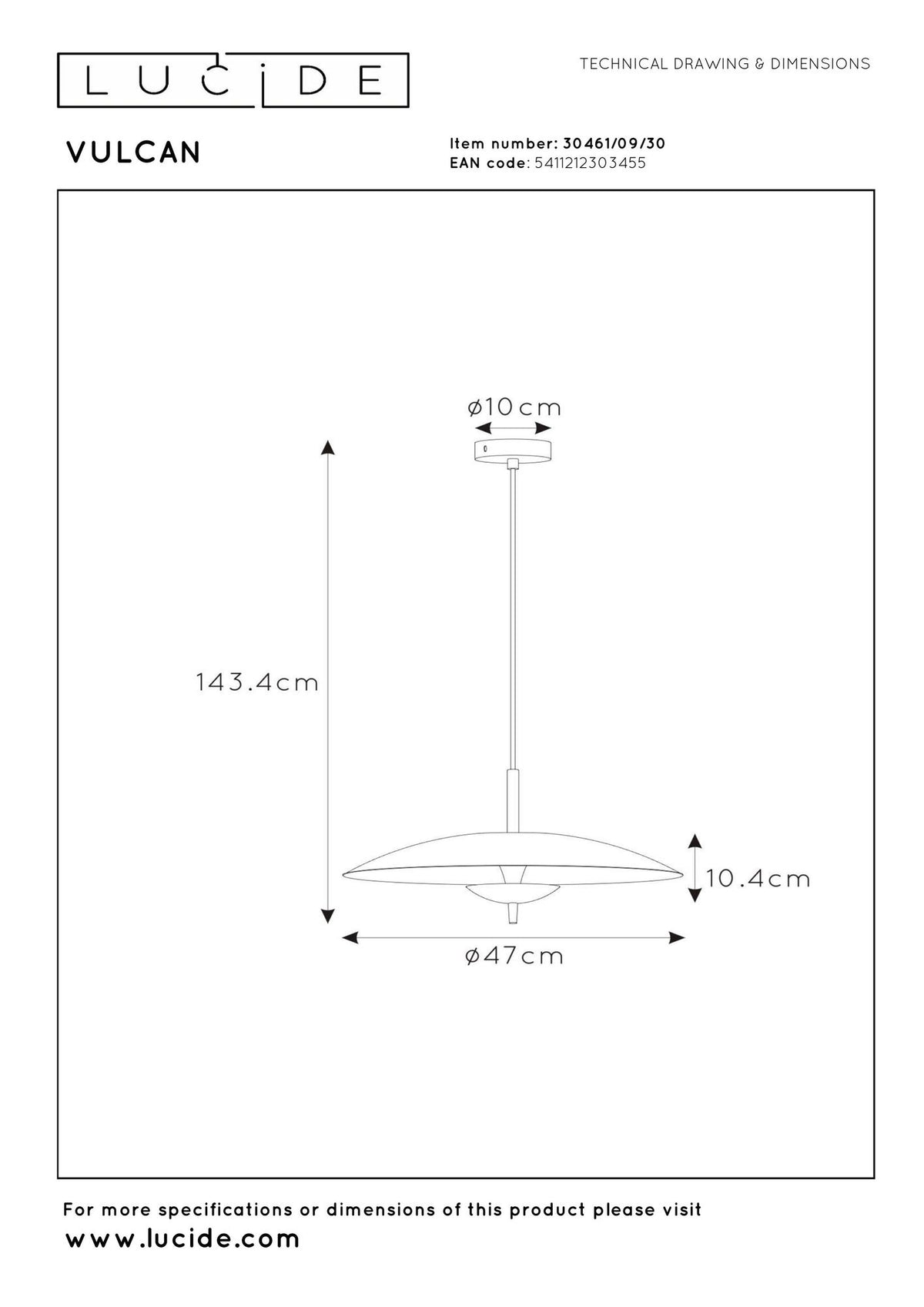LED-Pendelleuchte Vulcan dimmbar Schwarz, Gold Ø 47cm (6)