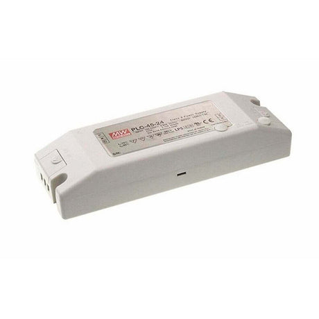 Produktbild des 45W zertifizierten Einbaunetzteils 24V IP20, geeignet für Möbeleinbau.
