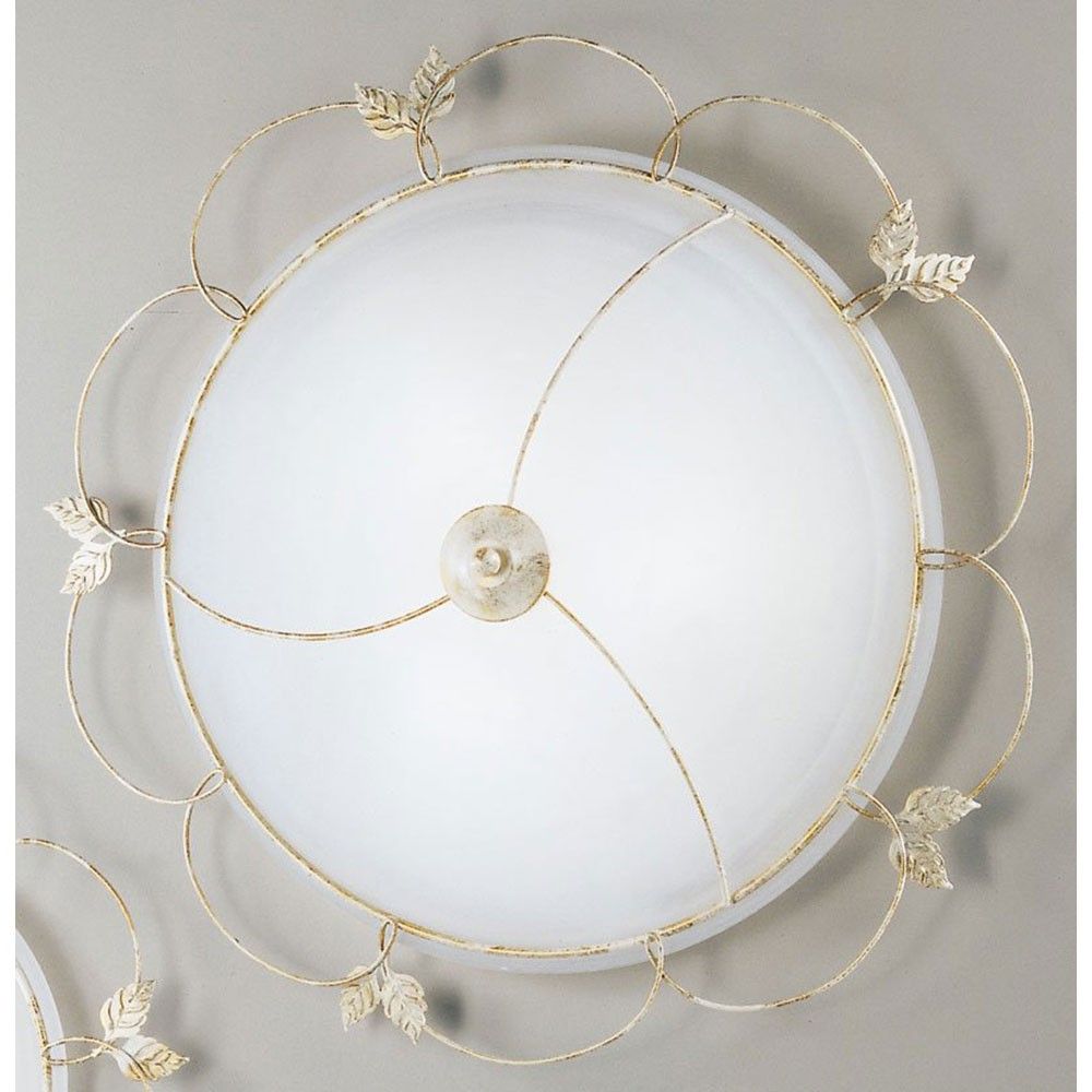 Ceiling light 3-bulb antique white-gold Ø 64cm with elegant leaf patterns and a modern, stylish design.