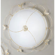 3-light ceiling light in antique white and gold, Ø 64 cm, with elegant leaf motifs and a modern, stylish design.