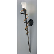 Torch rust-antique spiral gold 86 cm on the wall with elegant curved details.