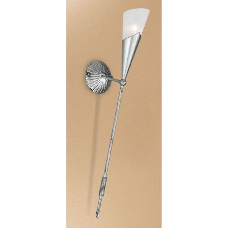 Fackel vegglampe Blatt, sølvbelegg, 83 cm på veggen med stilfullt, moderne design.