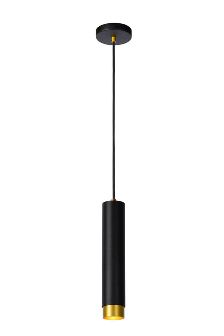 Pendelleuchte Floris Zylinderform 1-flammig höhenverstellbar Schwarz, Messing (2)