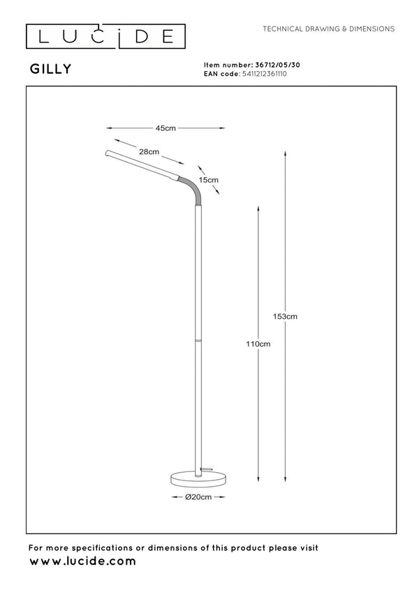 LED-Lese-Stehleuchte Gilly mit flexiblem Lesearm Schwarz (4)