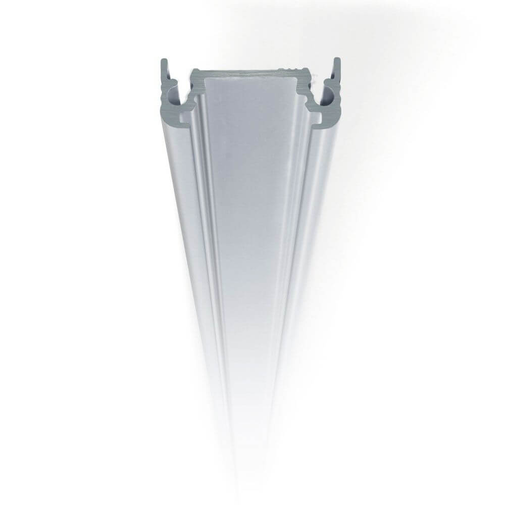 Aufbauprofil flach 200cm Alu-eloxiert ohne Abdeckung für LED-Strips – detaillierte Ansicht des Aluminiumprofils.