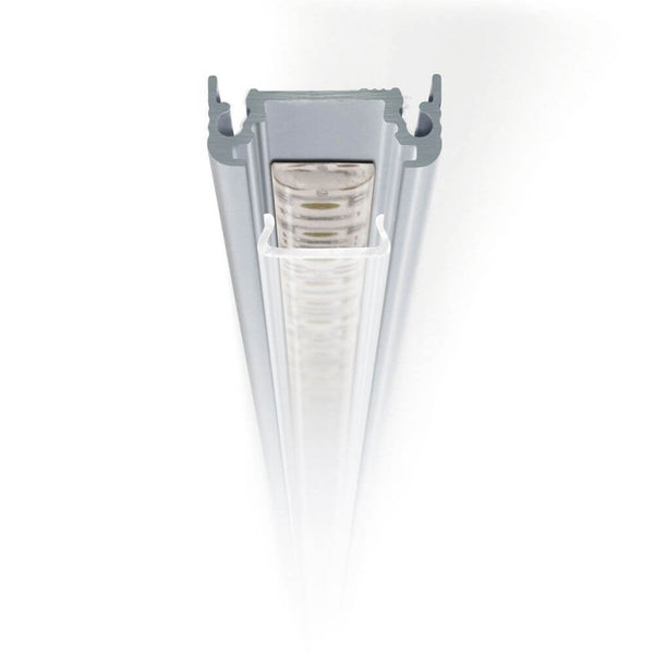 Abdeckung eckig 200cm Typ F Opalweiss in LED-Strip-Profil zur optimalen Abdeckung und Schutz.