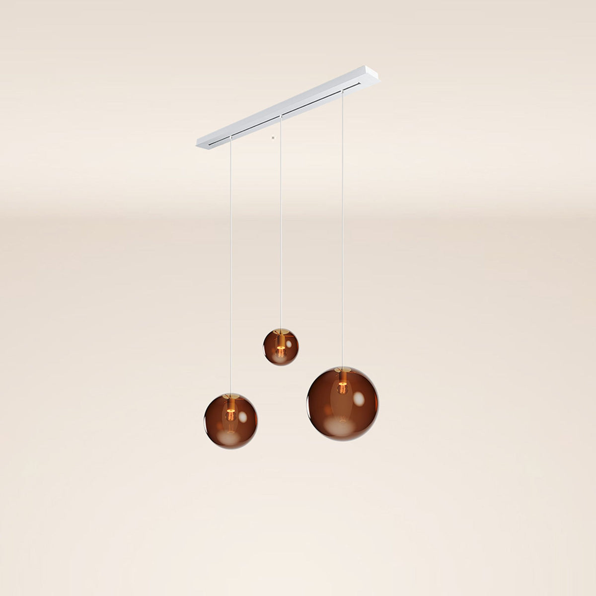 s.luce Orb lampada a sospensione per tavolo da pranzo a 3 luci 120cm Ø 20/30/40
