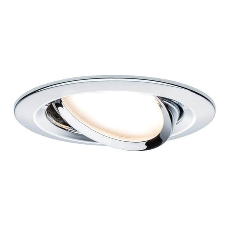 3er LED Einbauleuchten-Set Coin Slim rund Chrom dimm- & schwenkbar in modernem Design.