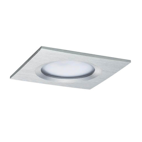 3er LED Einbauleuchten-Set Coin Slim IP44 eckig 6,8W Alu Dimmbar flache Deckenleuchte mit modernem Design.