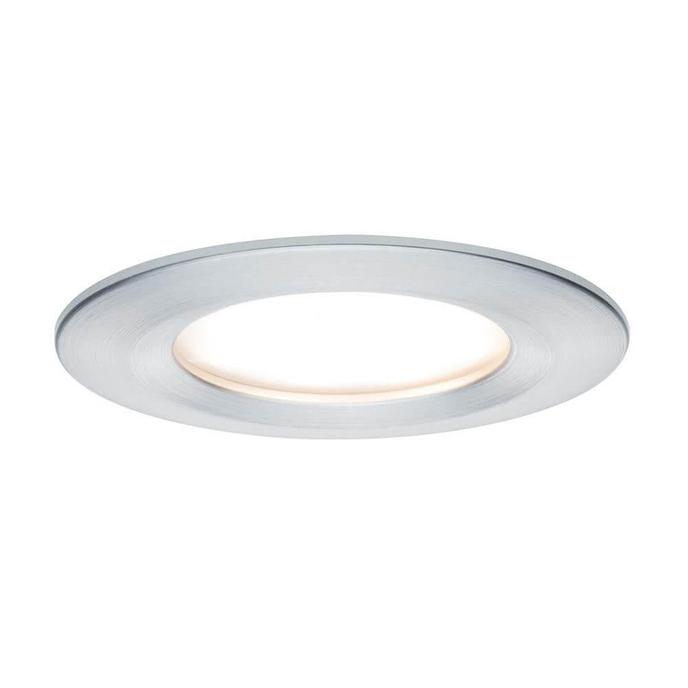 3er LED Einbauleuchten-Set Coin Slim IP44 rund 6,8W Alu Dimmbar mit modernem Design in Aluminium.