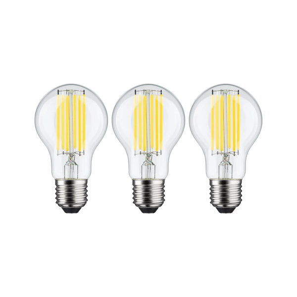 3er-Set LED E27 1055lm 5W 3000K von Paulmann Eco-Line, klare Filament-Lampen mit warmweißem Licht