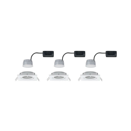 3er-Set Einbauleuchte LED Nova eckig 3-Stufen Dimmbar Weiß - Set aus 3 flachen LED-Leuchten mit 2700K Farbtemperatur.