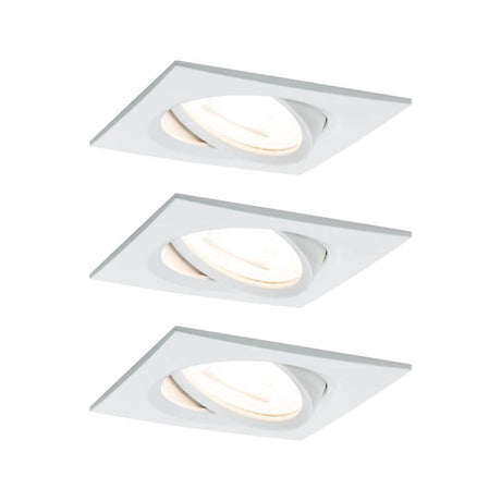 3er-Set Einbauleuchte LED Nova eckig 3-Stufen Dimmbar Weiß - Set aus 3 flachen LED-Leuchten in Weiß.
