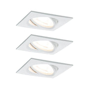 3er-Set Einbauleuchte LED Nova eckig Weiß in modernem Design, mit warmweißem Licht und flacher Bauweise.