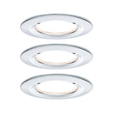 3er-Set Einbauleuchte LED Nova rund 3-Stufen Dimmbar Chrom  Paulmann   