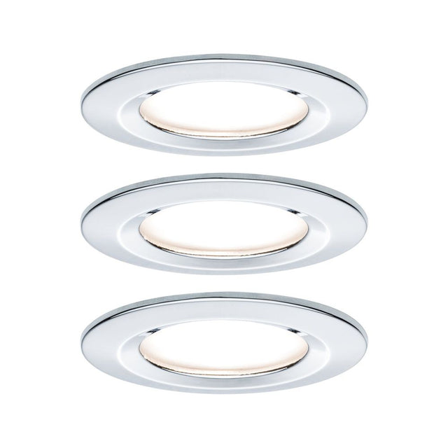 3er-Set Einbauleuchte LED Nova rund 3-Stufen Dimmbar Chrom  Paulmann   