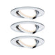 3er-Set Einbauleuchte LED Nova rund 3-Stufen Dimmbar Chrom mit warmweißem Licht in glänzendem Design.