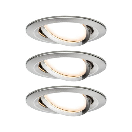 3er-Set Einbauleuchte LED Nova rund 3-Stufen Dimmbar Eisen-Gebürstet in einem kompakten Design.