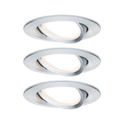 3er-Set Einbauleuchte LED Nova rund Alu-Gedreht mit warmweißem Licht und flachem Design.