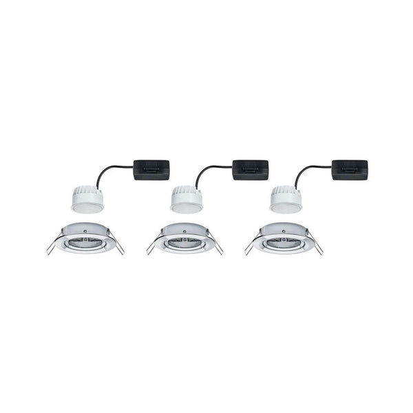 3er-Set Einbauleuchte LED Nova rund Chrom – LED-Modul inklusive, flacher Einbau, warmweiß, 230V-Direktanschluss.