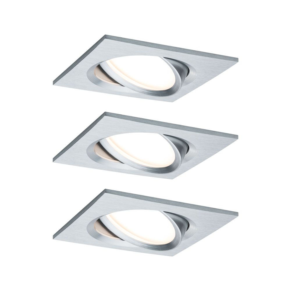 3er-Set LED Einbaulampe Nova Plus Coin Dimmbar 2700K Alu  Paulmann   