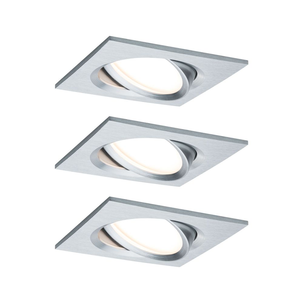 Juego de 3 focos empotrables LED Nova Plus Coin Regulable 2700K aluminio
