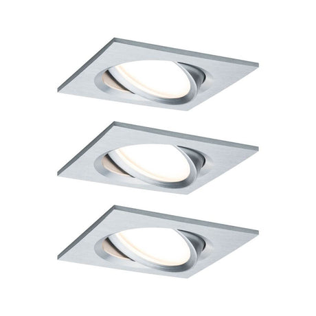 3-piece set LED recessed light Nova Plus Coin dimmable 2700K Alu - modern design in aluminium for efficient lighting.