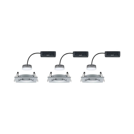 3-piece set LED recessed light Nova Plus Coin dimmable 2700K Alu in aluminium with mounting box and retaining springs